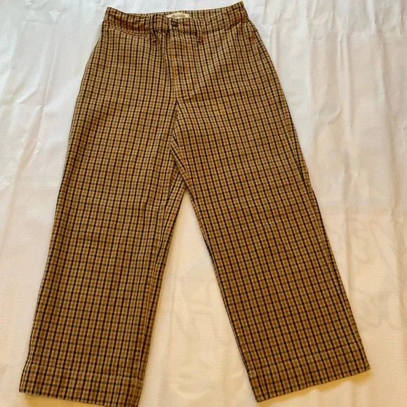 Madewell Plaid Slim Emmet Wide Leg Crop Pants Size 28 - Picture 3 of 15